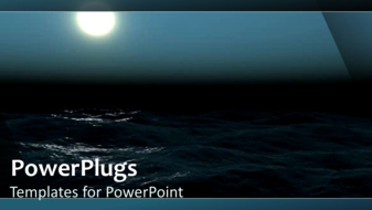 PowerPoint Template - Nature video template of ocean waves flowing at night in the moonlight.